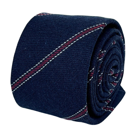 navy and red club striped school style cotton tie